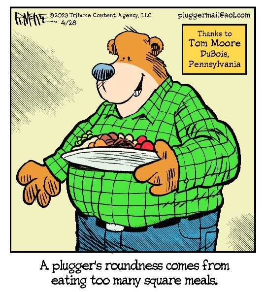 Cartoon of a cartoon of a bear holding a plate of food

Description automatically generated